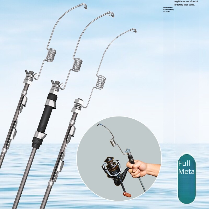 Ice Fishing Reel - スプリングロッド ミニポータブル一体型金属製超短釣り竿 アイスフィッシングロッド ブリッジロッド ラフトフィッシングロッド スプリングロッドリール
