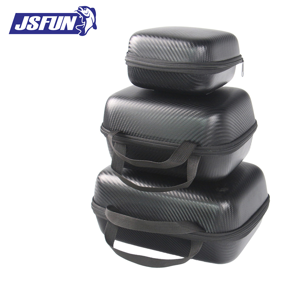 Spincast Reel - JSFUN フィッシングリールケース S/M/L PU ツイルテクスチャ耐衝撃フォーム裏地ポータブルハンドル収納バッグスピニング/ベイトキャスティングリール用