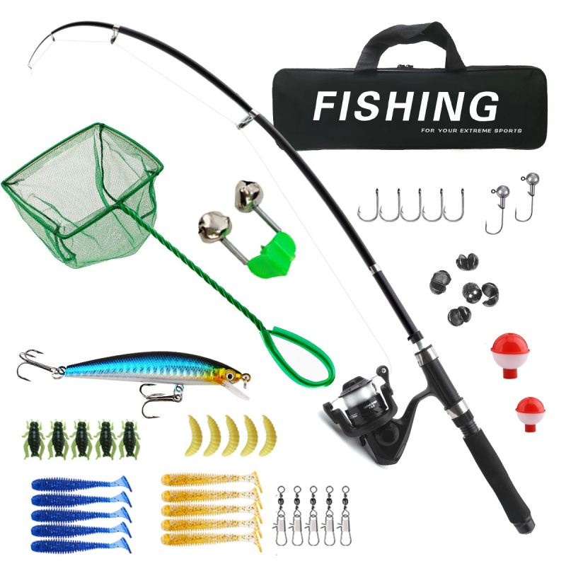 Reel Bag - 釣り竿とリールのコンビネーションキット、伸縮式キャスティングロッド、回転式キャスティングリール、餌フック、回転バッグ、1.8m