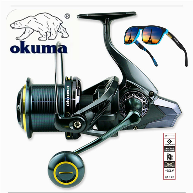 Reel Drag Knob - OKUMA釣り用リール 9000-14000 メタル製遠投用リール ガイドロッド構造 釣り用ホイール 4.7:1