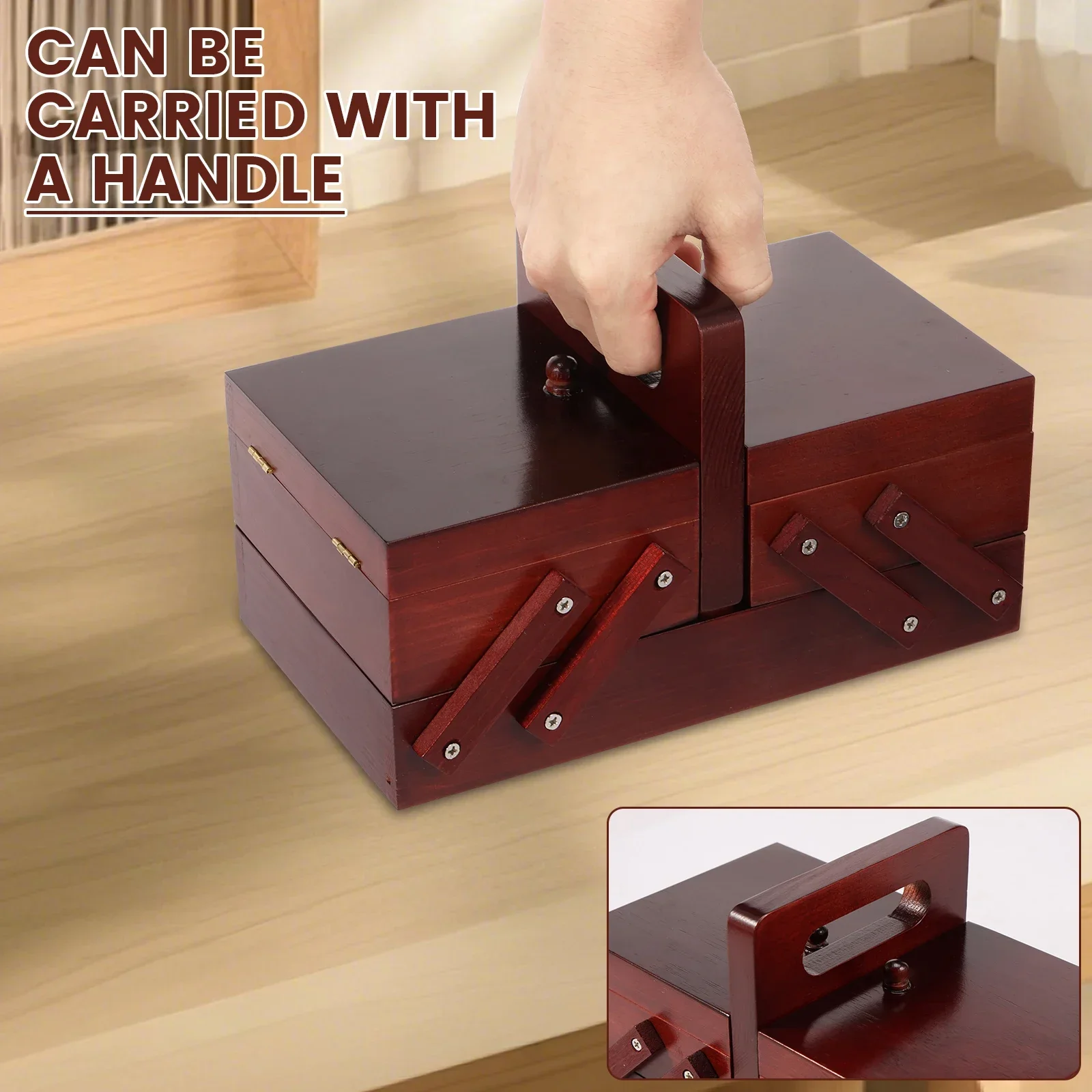 拡張可能な縫製糸箱木製ヴィンテージボビン空の縫製リールバスケ - Reel Handle のレビューと価格