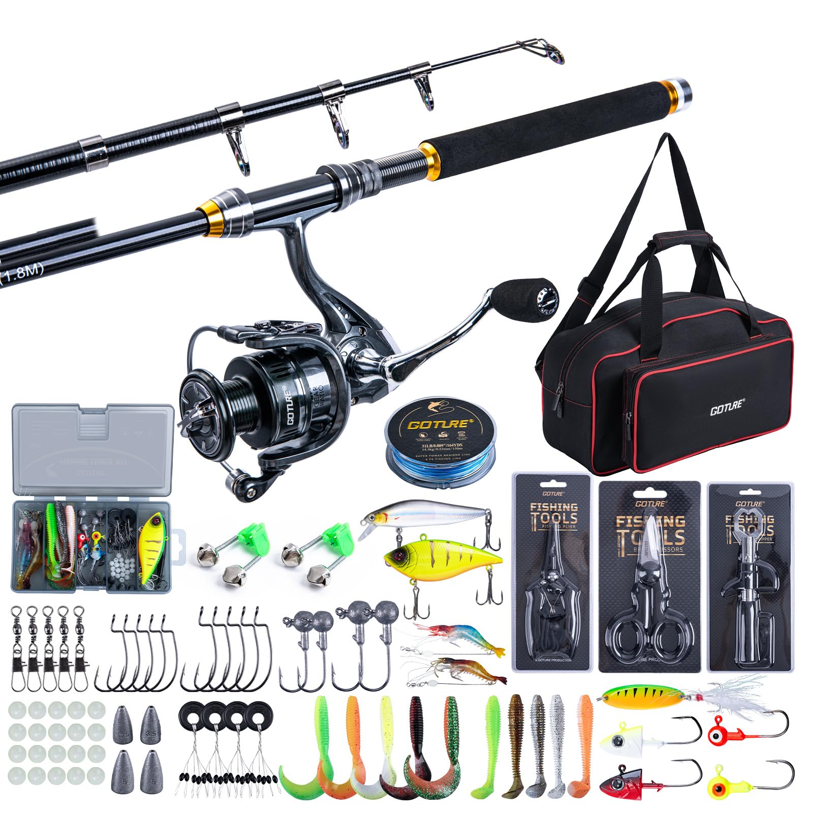 ゴチュール釣り竿とリールコンボ 1.8M-2.7M 伸縮式釣 - Reel Bag のレビューと価格
